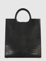 Totes | Women Mac Duggal Buckled Maxi Croco Black Leather Tote Bag Black