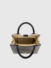 Totes | Women Mac Duggal Buckled Medium Croco Black Leather Tote Bag With Detachable Strap Black