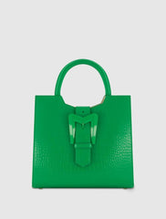 Totes | Women Mac Duggal Buckled Medium Croco Green Leather Tote Bag With Detachable Strap Spring Green