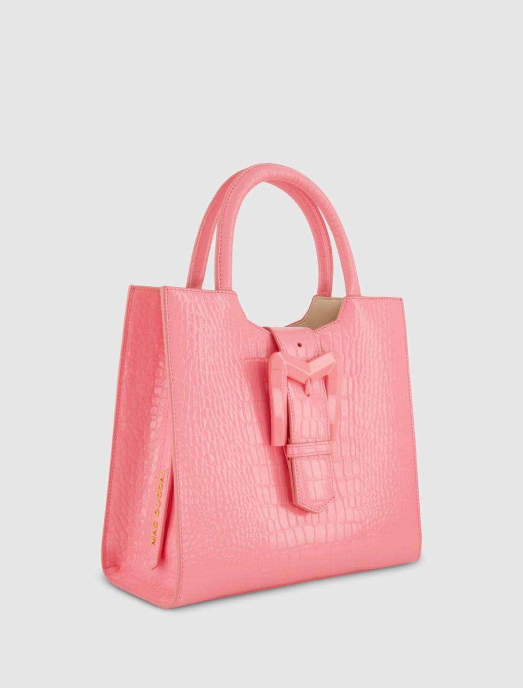 Totes | Women Mac Duggal Buckled Medium Croco Hibiscus Leather Tote Bag With Detachable Strap Hibiscus