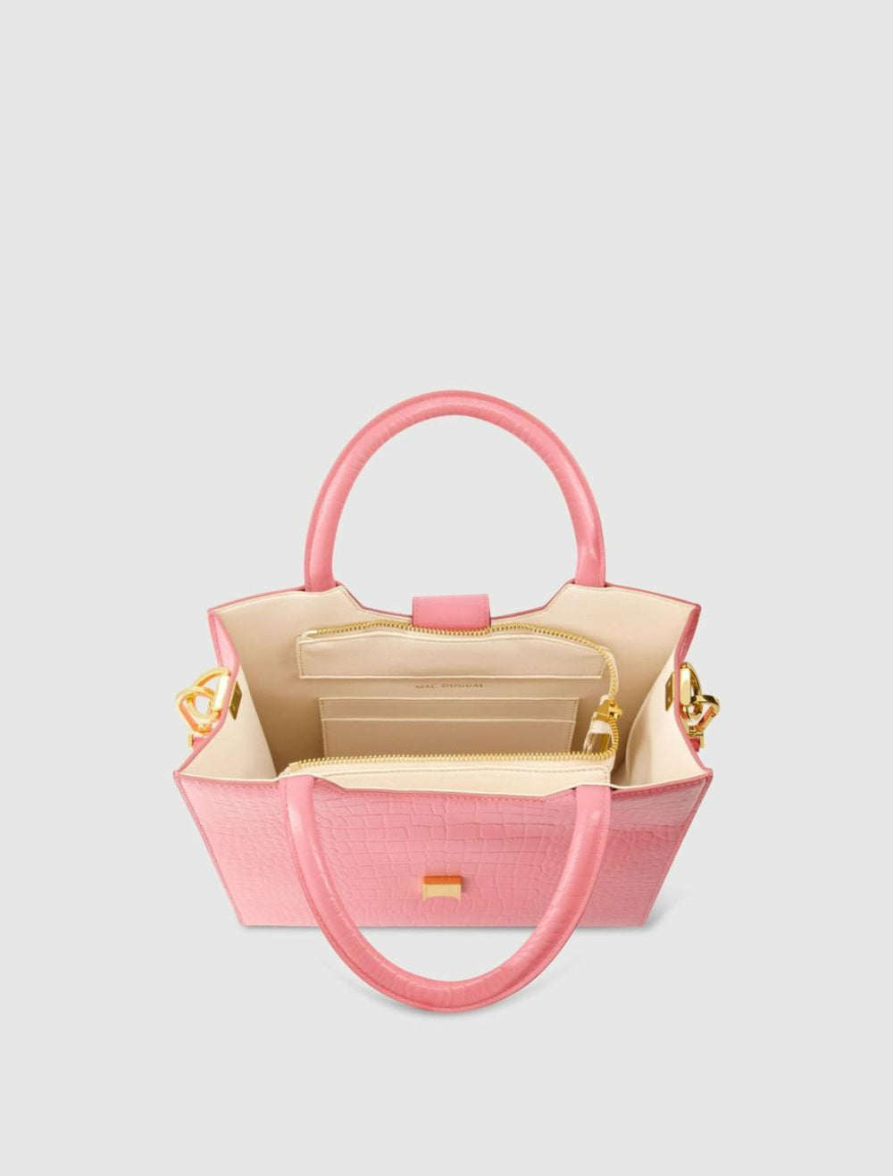 Totes | Women Mac Duggal Buckled Medium Croco Hibiscus Leather Tote Bag With Detachable Strap Hibiscus