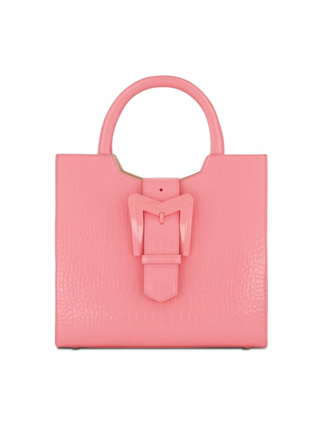 Totes | Women Mac Duggal Buckled Medium Croco Hibiscus Leather Tote Bag With Detachable Strap Hibiscus